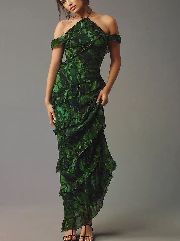 The Wolf Gang Size Xs Asymmetric Ruffle Evening Dress
